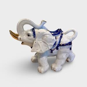 Vintage Chinese Lucky Circus Elephant Porcelain Figurine